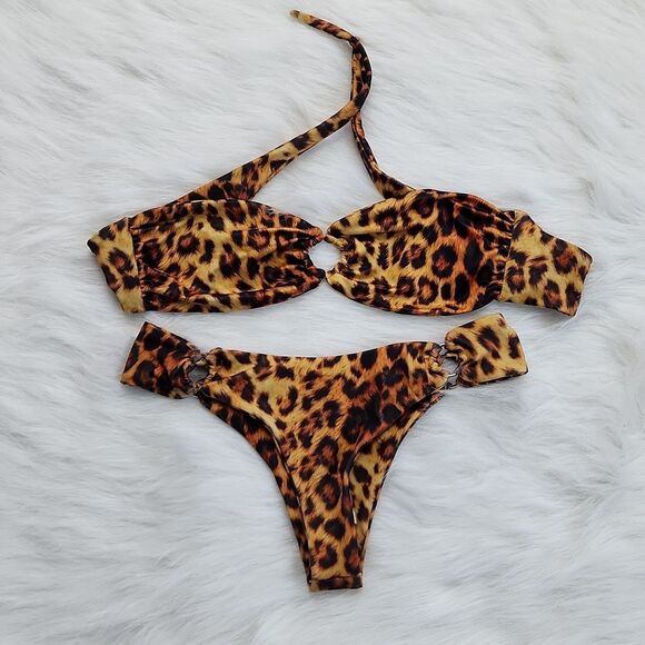 Joues de Sable NEW Bikini Set Hanna Leopard Animal Print Swim Suit Bathing Small - Picture 3 of 9